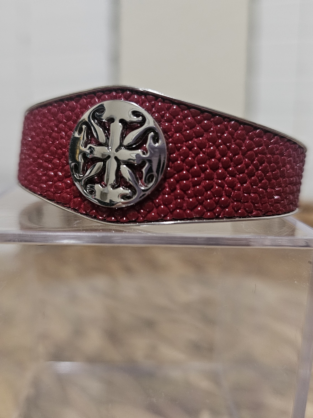 Rustic Cuff Red Stingray Leather Logo Cuff Bracelet